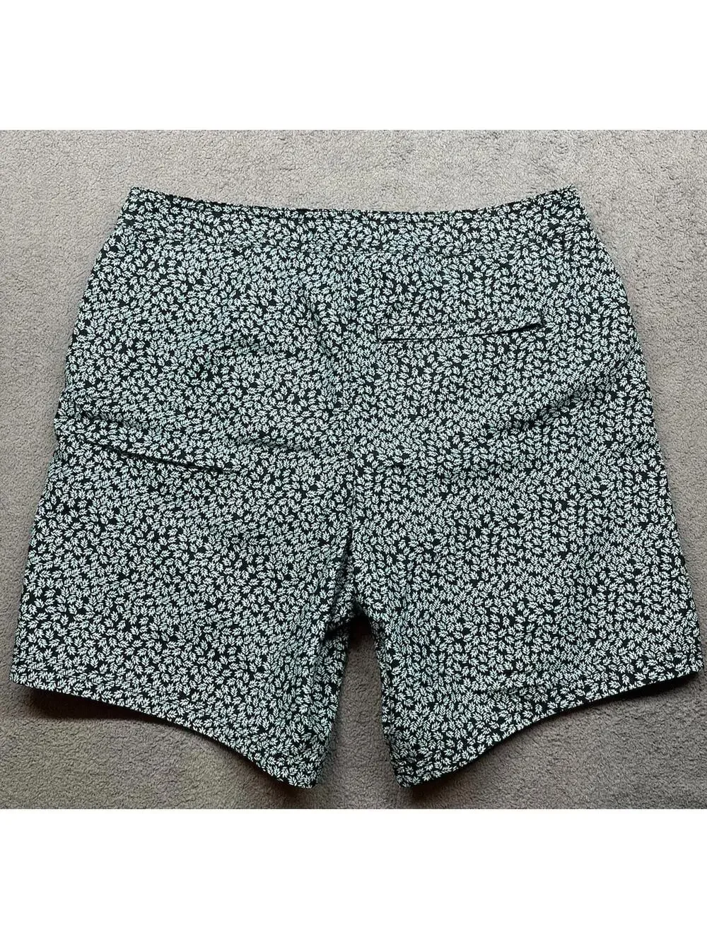 Marc Anthony Swim Shorts Men's 32 Green & Navy Floral Slim-Fit Trunks Pool Beach